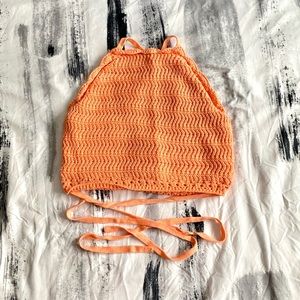 High Neck Sweater Tank - Neon Orange